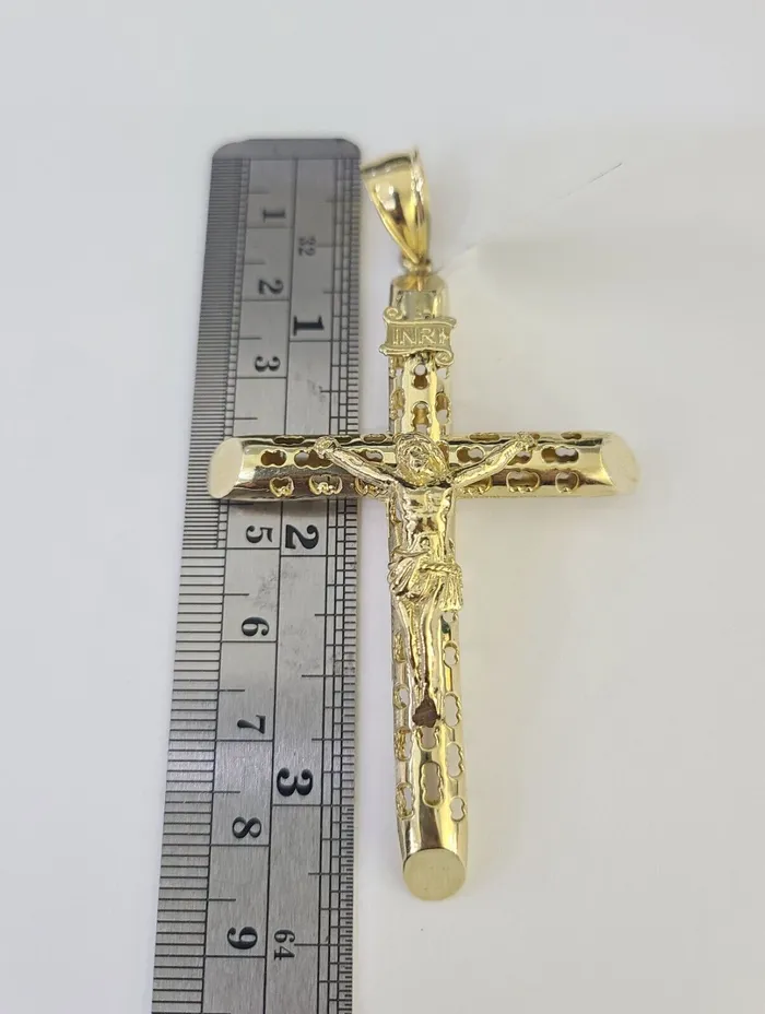Real 10k Rope Chain Jesus Cross Charm Set 8mm 2030 Inch Necklace Yellow Gold Globalwatches10 Necklaces