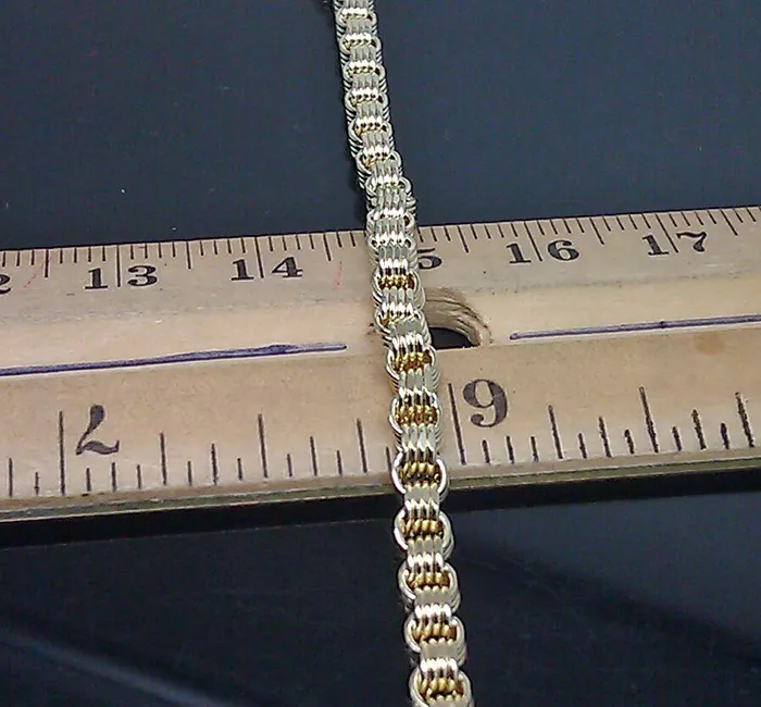 Real 10k Yellow Gold Byzantine Box Chain Necklace 35mm 28 Gold and Diamond Necklaces