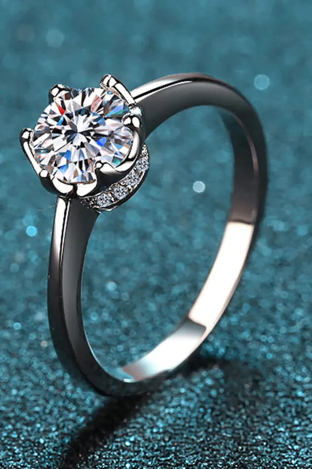 Rings Trendsi 1 Carat Moissanite RhodiumPlated Solitaire Ring
