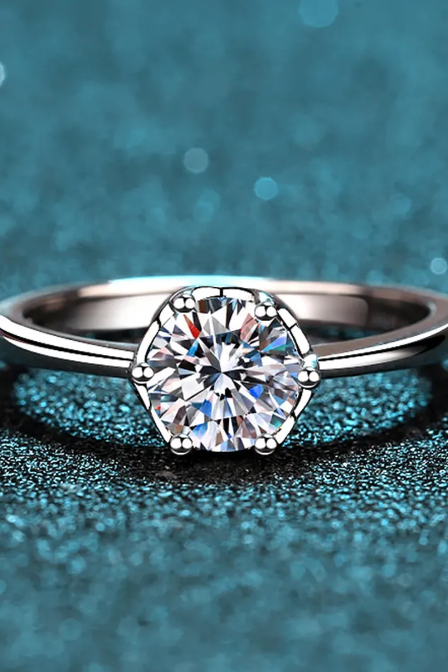 Rings Trendsi 1 Carat Moissanite RhodiumPlated Solitaire Ring