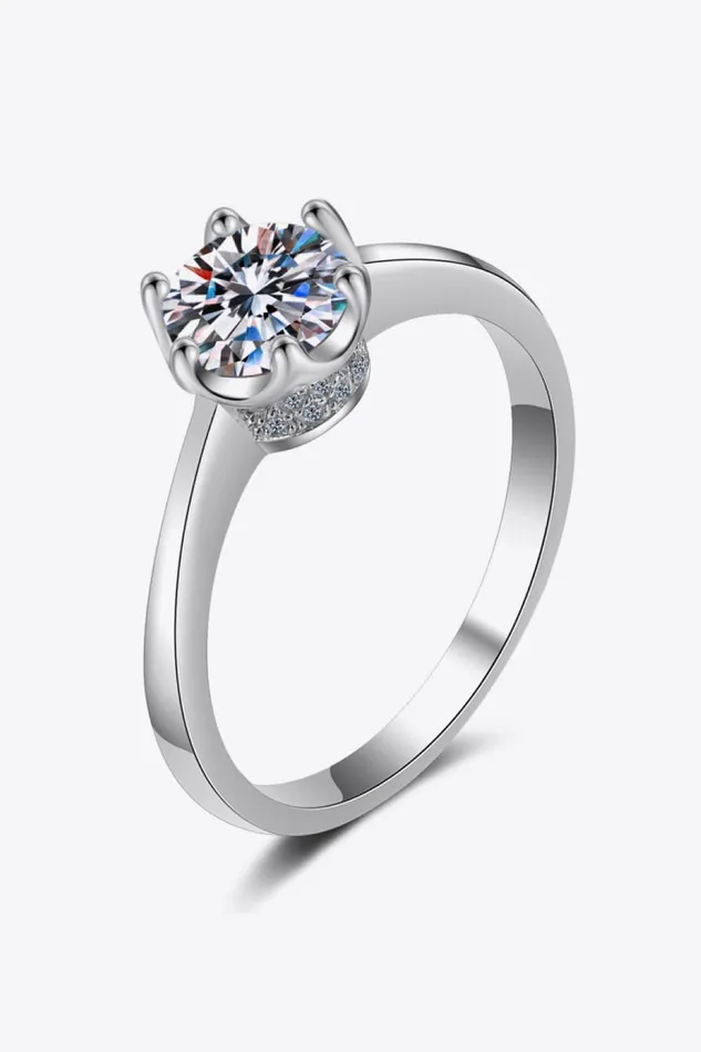 Rings Trendsi 1 Carat Moissanite RhodiumPlated Solitaire Ring