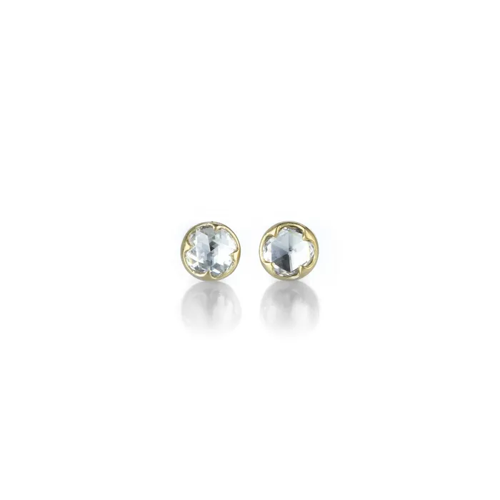 Round White Rose Cut Diamond Studs Gabriella Kiss Rings