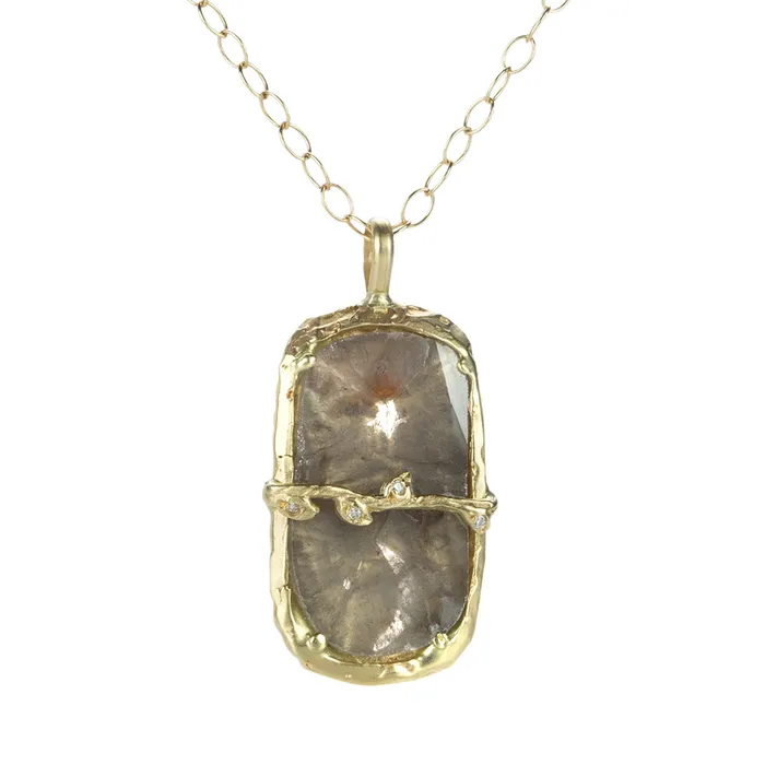 Rustic Diamond Slice Window Pendant Necklace Victoria Cunningham Necklaces