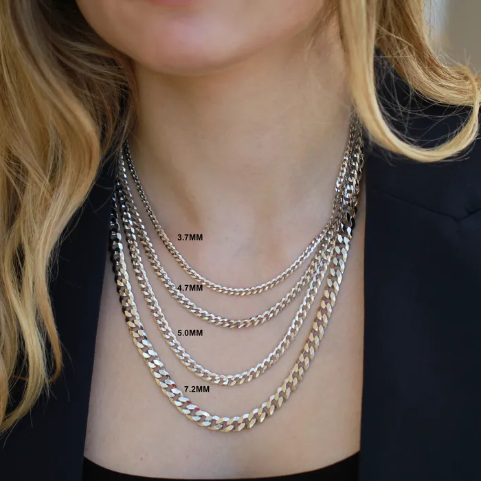 Sterling Silver 640MM Concave Curb Chain 22inch Independent Jewellers Necklaces