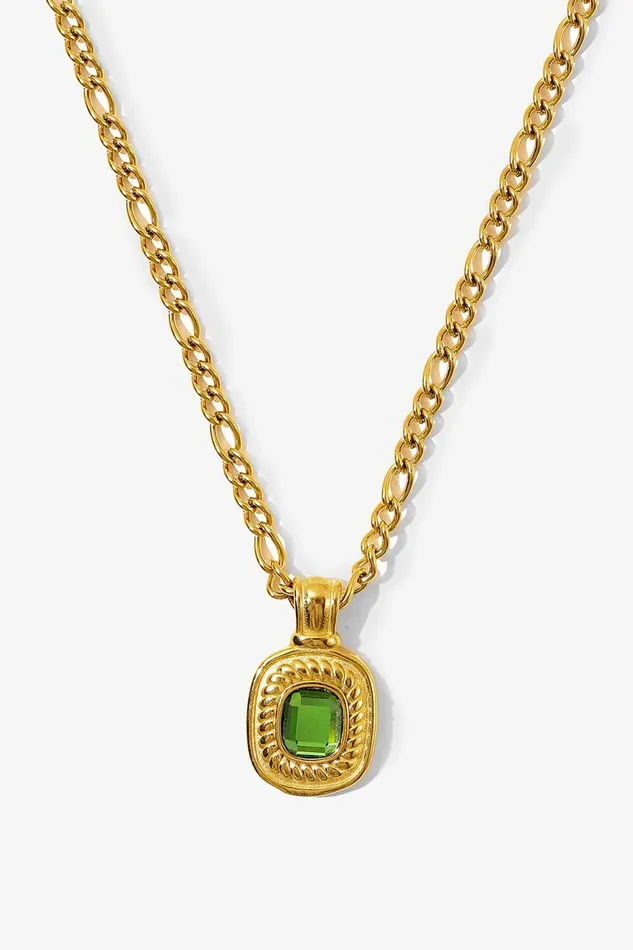 Trendsi Necklaces 18K Gold Plated Inlaid Rhinestone Pendant Necklace
