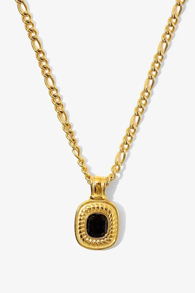 Trendsi Necklaces 18K Gold Plated Inlaid Rhinestone Pendant Necklace