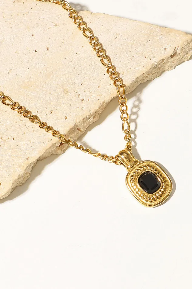 Trendsi Necklaces 18K Gold Plated Inlaid Rhinestone Pendant Necklace