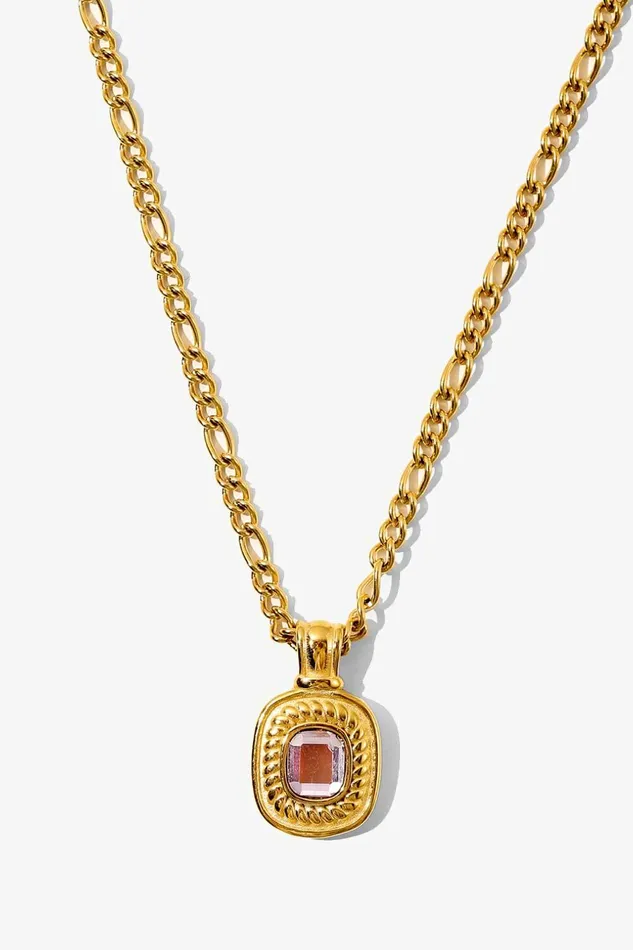Trendsi Necklaces 18K Gold Plated Inlaid Rhinestone Pendant Necklace