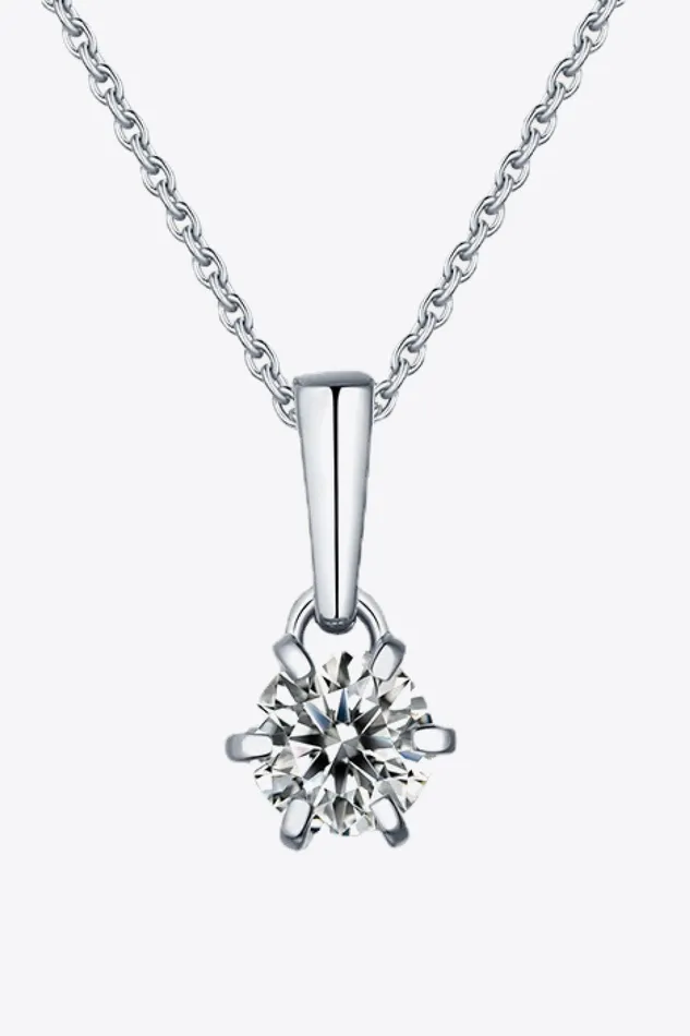 Trendsi Necklaces 2 Carat 6Prong Moissanite Pendant Necklace