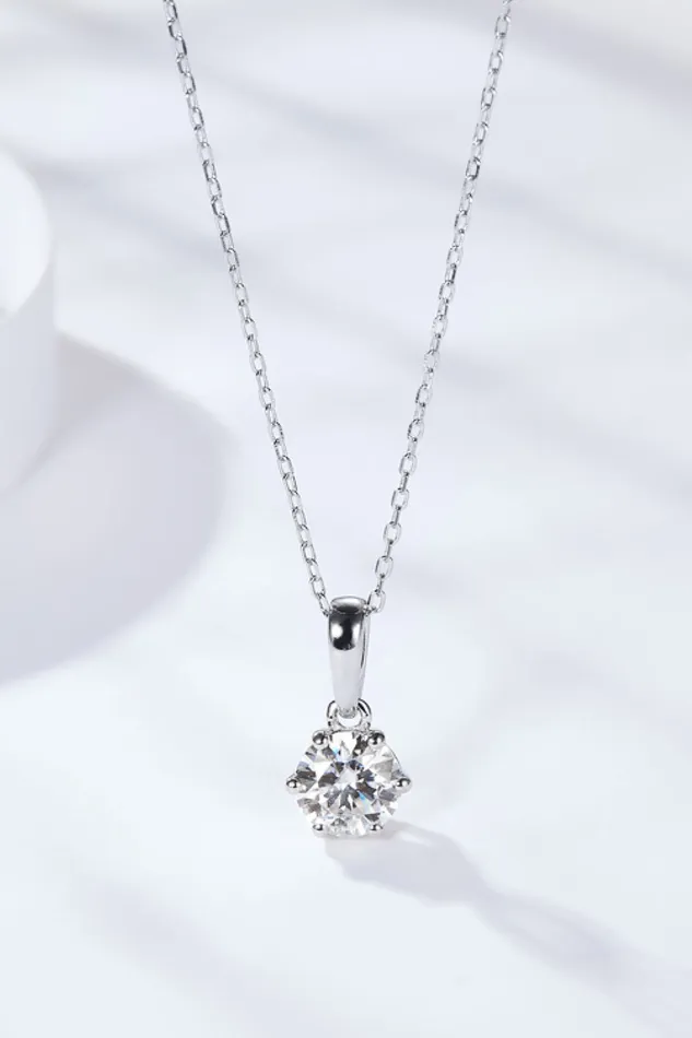 Trendsi Necklaces 2 Carat 6Prong Moissanite Pendant Necklace