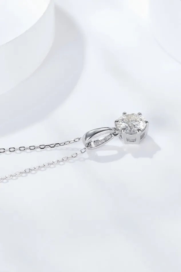 Trendsi Necklaces 2 Carat 6Prong Moissanite Pendant Necklace