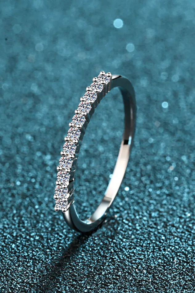 Trendsi Rings 925 Sterling Silver Inlaid Moissanite Polished Ring