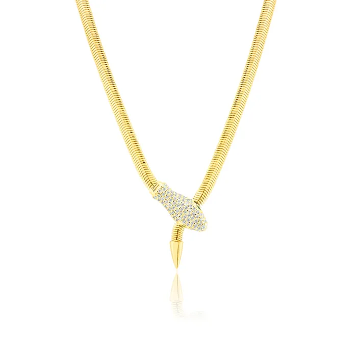Alev Collection Necklaces Diamond Snake Emerald Eyes Necklace