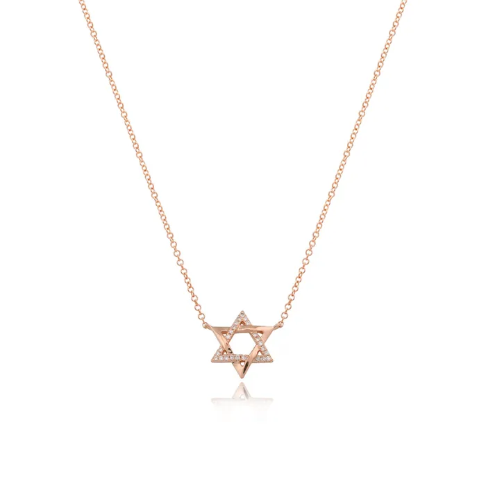Alev Collection Star of David Half Pave Gold Necklace Necklaces