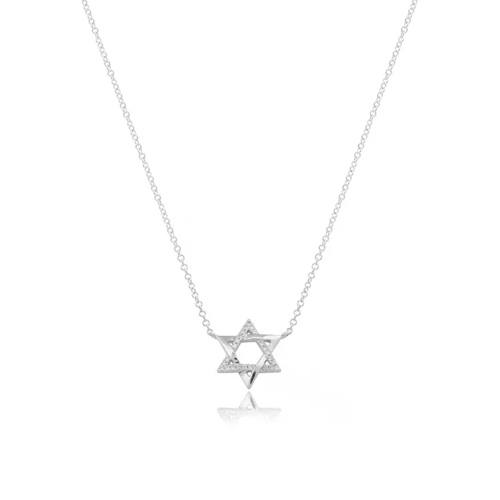 Alev Collection Star of David Half Pave Gold Necklace Necklaces