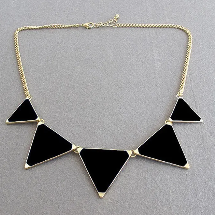 Black Geometrical Triangle Pendant Necklace sparklingselections Necklaces