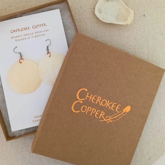 Cherokee Copper Earrings Mother of Pearl Statement Earrings