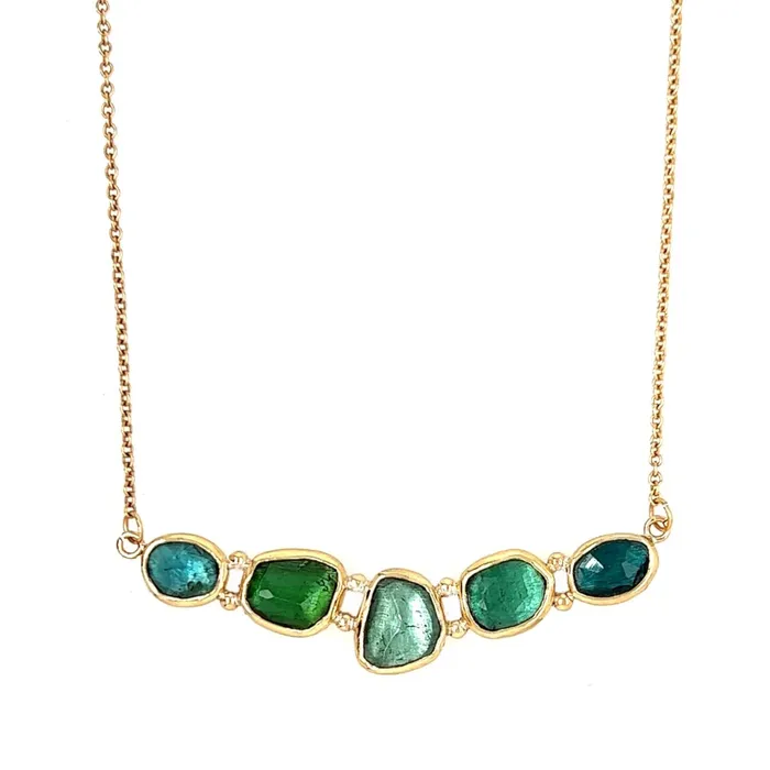 Emily Amey Jewelry Necklaces 14k Teal Green Tourmaline bar necklace