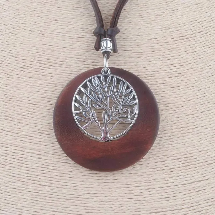 Fashion Choker Alloy Life Tree Wooden Pendant Necklace sparklingselections Necklaces Fashion Choker Alloy Life Tree Wooden Pendant Necklace sparklingselections Necklaces