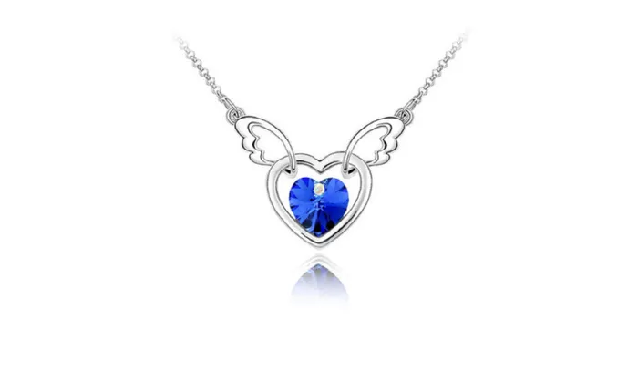 Fashion Dark Blue Silver Plated Heart Shape Pendant Necklace sparklingselections Necklaces Fashion Dark Blue Silver Plated Heart Shape Pendant Necklace sparklingselections Necklaces
