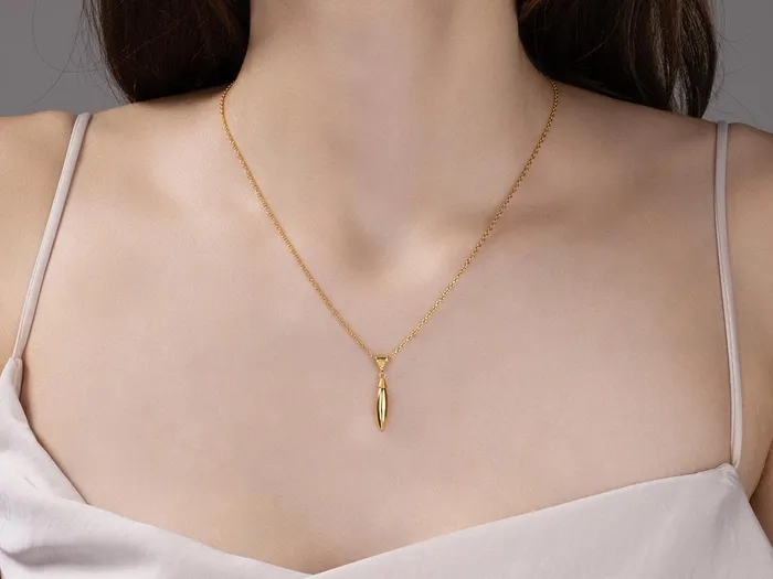 GG GOLD CLS Necklaces GURHAN Wheat Gold Pendant Necklace 20mm Long Drop
