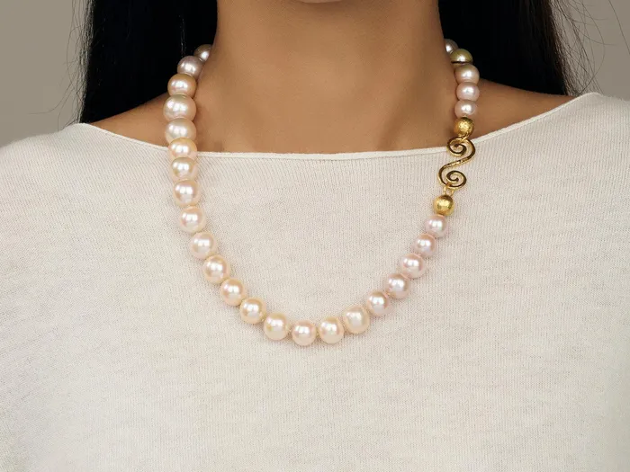 GG GOLD OOAK Necklaces GURHAN Oyster Gold Pearl Beaded Long Necklace 15mm Pink GG GOLD OOAK Necklaces GURHAN Oyster Gold Pearl Beaded Long Necklace 15mm Pink