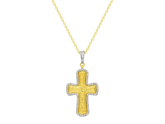 GG GOLD TRAD Necklaces GURHAN Cross Gold Diamond Pendant Necklace 45x22mm White Gold Pave Frame GG GOLD TRAD Necklaces GURHAN Cross Gold Diamond Pendant Necklace 45x22mm White Gold Pave Frame