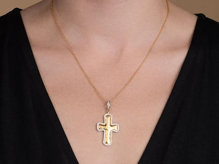 GG GOLD TRAD Necklaces GURHAN Cross Gold Diamond Pendant Necklace 45x22mm White Gold Pave Frame GG GOLD TRAD Necklaces GURHAN Cross Gold Diamond Pendant Necklace 45x22mm White Gold Pave Frame