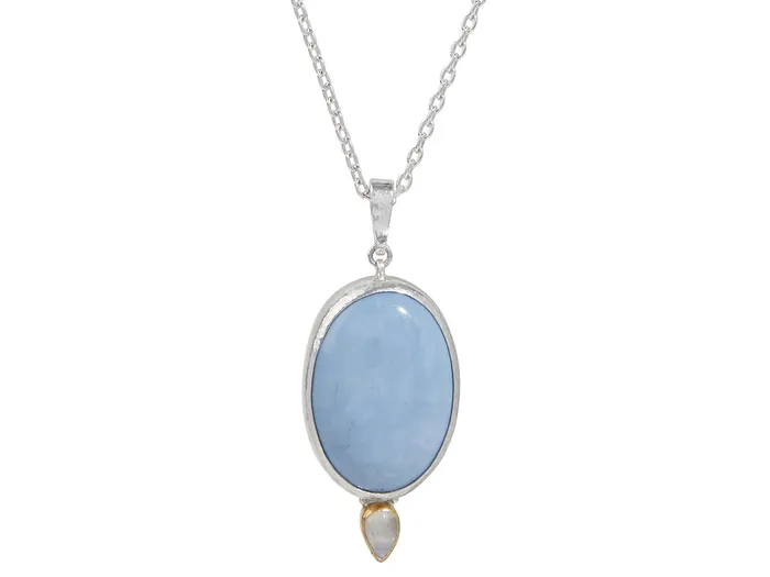 GG SILVER CLR GURHAN Galapagos Sterling Silver Opal Pendant Necklace 30x22mm Oval Gold Accents Necklaces GG SILVER CLR GURHAN Galapagos Sterling Silver Opal Pendant Necklace 30x22mm Oval Gold Accents Necklaces