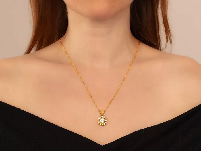 GURHAN Elements Gold Diamond Pendant Necklace 8x7mm Oval set in Diamond Frame GG GOLD OOAK Necklaces GURHAN Elements Gold Diamond Pendant Necklace 8x7mm Oval set in Diamond Frame GG GOLD OOAK Necklaces