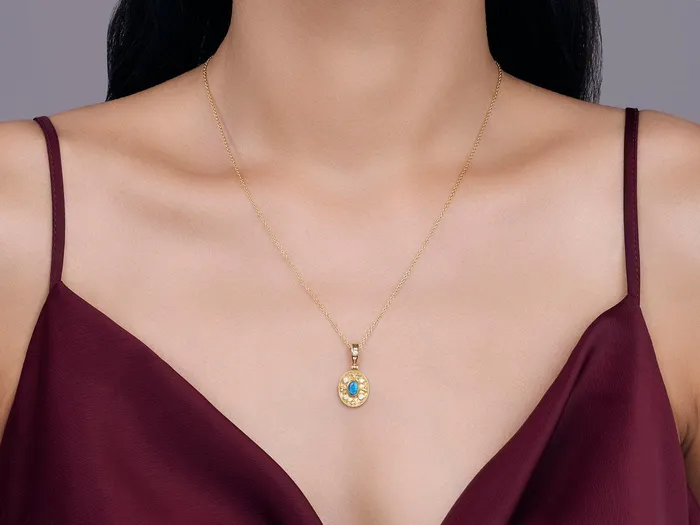 GURHAN Muse Gold Opal Pendant Necklace 24x12mm Oval Medallion GG GOLD OOAK Necklaces GURHAN Muse Gold Opal Pendant Necklace 24x12mm Oval Medallion GG GOLD OOAK Necklaces