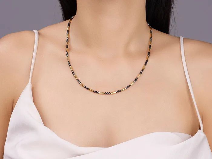 GURHAN Vertigo Gold Black Diamond Beaded Short Necklace Thin Hammered Tubes GG GOLD OOAK Necklaces GURHAN Vertigo Gold Black Diamond Beaded Short Necklace Thin Hammered Tubes GG GOLD OOAK Necklaces