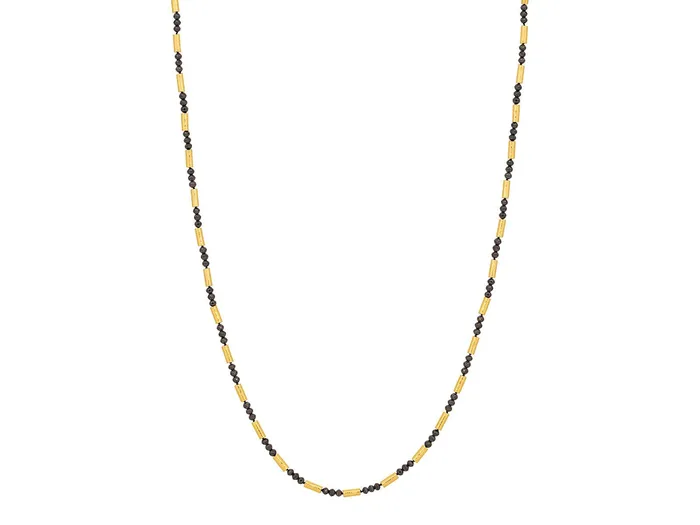 GURHAN Vertigo Gold Black Diamond Beaded Short Necklace Thin Hammered Tubes GG GOLD OOAK Necklaces GURHAN Vertigo Gold Black Diamond Beaded Short Necklace Thin Hammered Tubes GG GOLD OOAK Necklaces