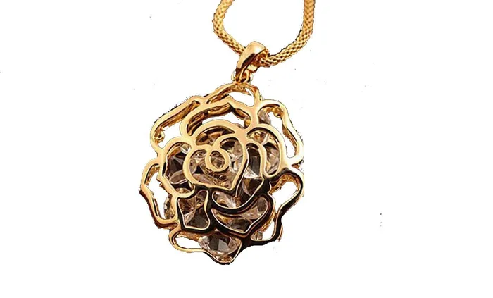 Hollow Rose Flowers Design Pendant Necklace For Women sparklingselections Necklaces Hollow Rose Flowers Design Pendant Necklace For Women sparklingselections Necklaces