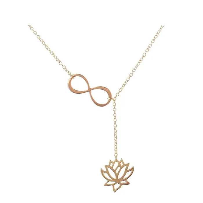 Lotus Flower Infinity Lariat Gold Color Most Beautiful Romance Pendant Necklace For WomenGirls Sparkling Selection Necklaces Lotus Flower Infinity Lariat Gold Color Most Beautiful Romance Pendant Necklace For WomenGirls Sparkling Selection Necklaces