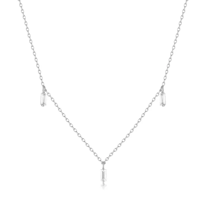 Marina Floating Triple Baguette White Sapphire Necklace Aurelie Gi Necklaces Marina Floating Triple Baguette White Sapphire Necklace Aurelie Gi Necklaces