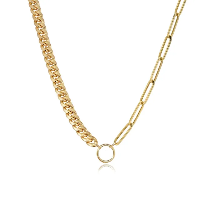 Necklaces Alev Collection Half Cuban Half Paperclip Necklace