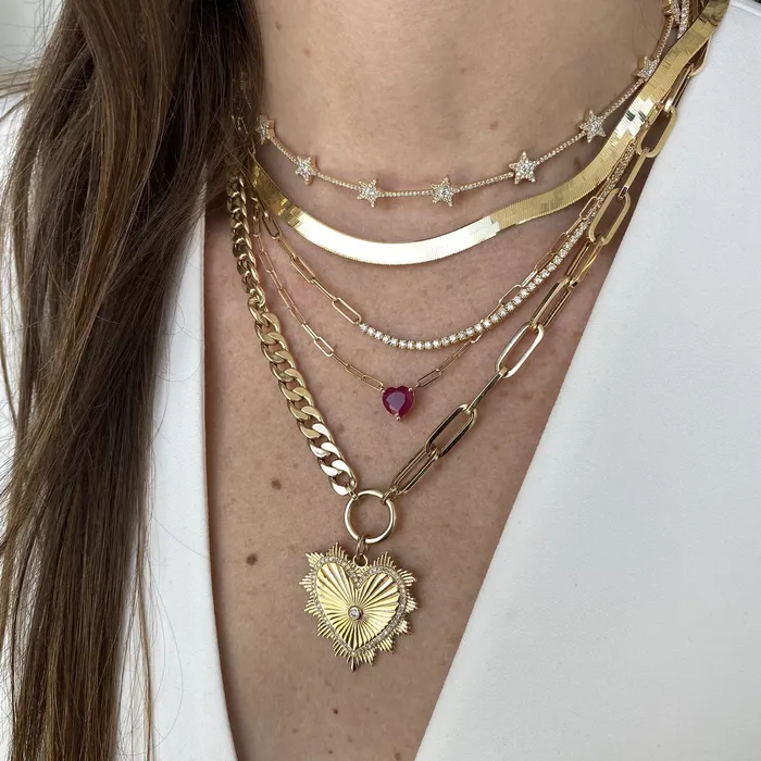 Necklaces Alev Collection Half Cuban Half Paperclip Necklace