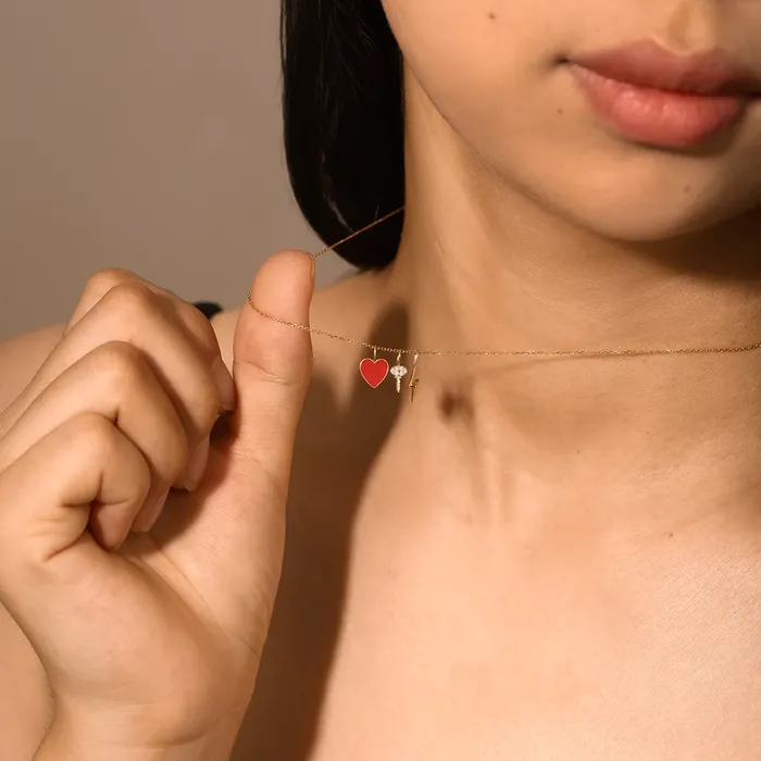 Necklaces Aurelie Gi Dulcie Tiny Candy Red Heart Pendant Necklaces Aurelie Gi Dulcie Tiny Candy Red Heart Pendant