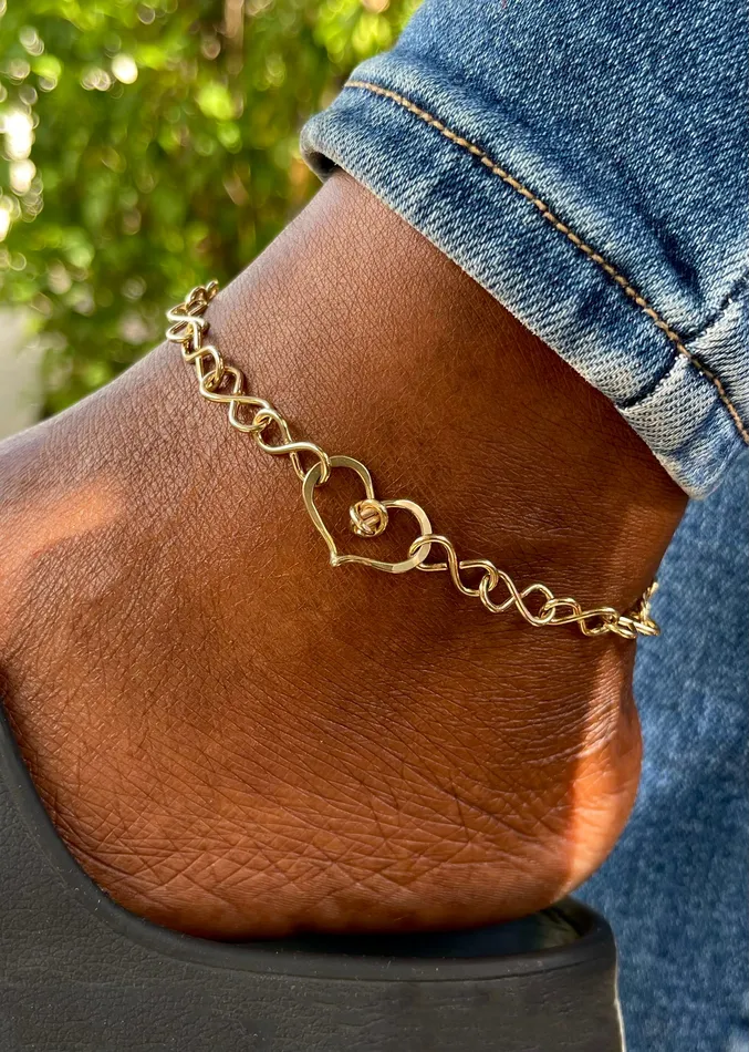 Necklaces Crucian Gold Heart Anklet