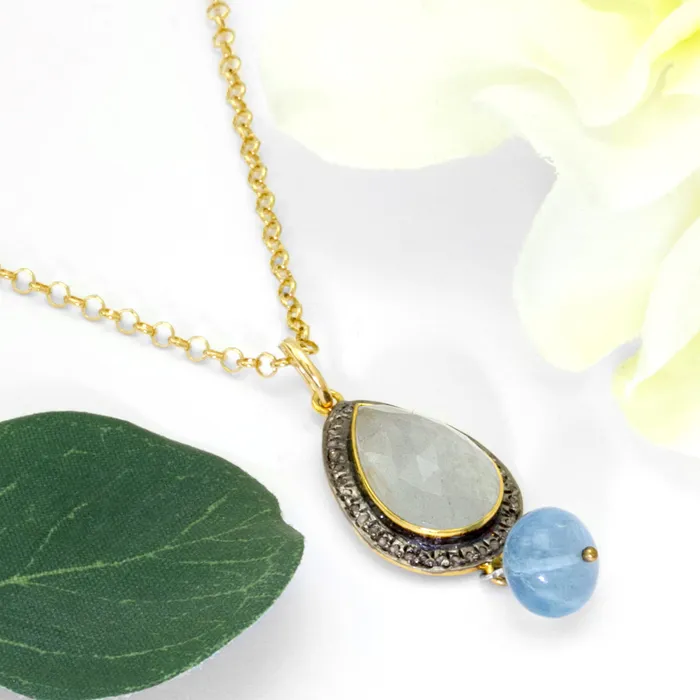 Necklaces Elisa Ilana Aquamarine Diamond Necklace Necklaces Elisa Ilana Aquamarine Diamond Necklace