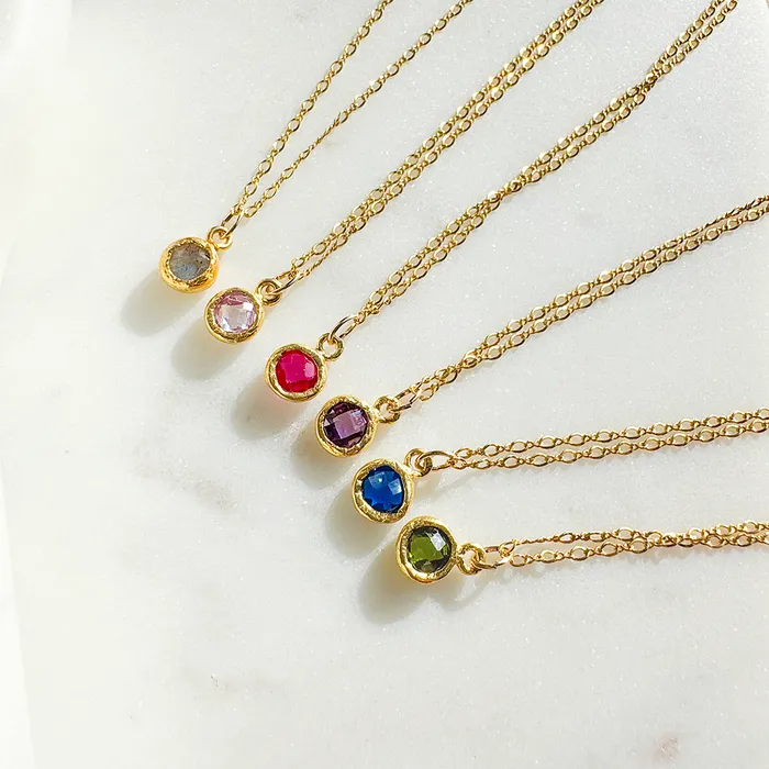 Necklaces Elisa Ilana Chain Necklace with Colored Stone Pendant