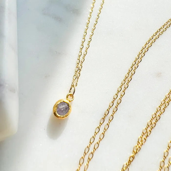 Necklaces Elisa Ilana Chain Necklace with Colored Stone Pendant Necklaces Elisa Ilana Chain Necklace with Colored Stone Pendant