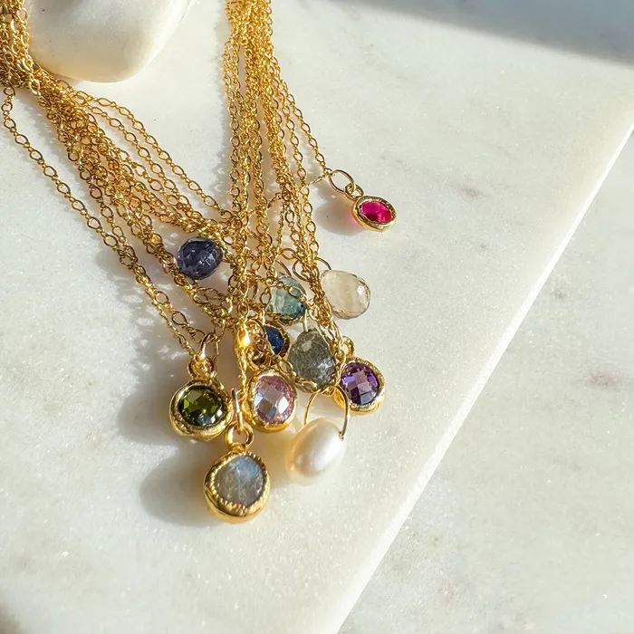 Necklaces Elisa Ilana Chain Necklace with Colored Stone Pendant Necklaces Elisa Ilana Chain Necklace with Colored Stone Pendant