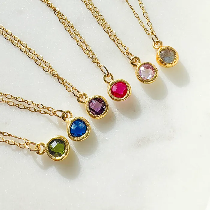 Necklaces Elisa Ilana Chain Necklace with Colored Stone Pendant Necklaces Elisa Ilana Chain Necklace with Colored Stone Pendant