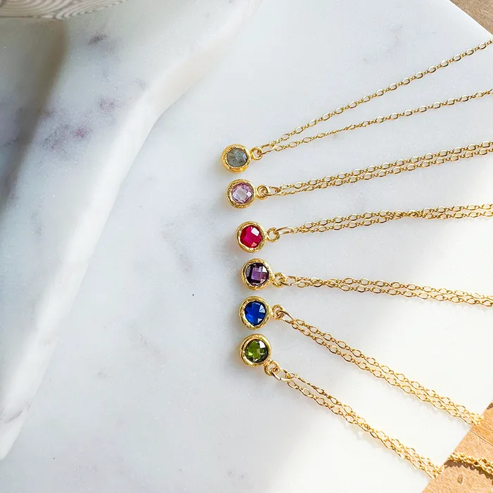 Necklaces Elisa Ilana Chain Necklace with Colored Stone Pendant Necklaces Elisa Ilana Chain Necklace with Colored Stone Pendant
