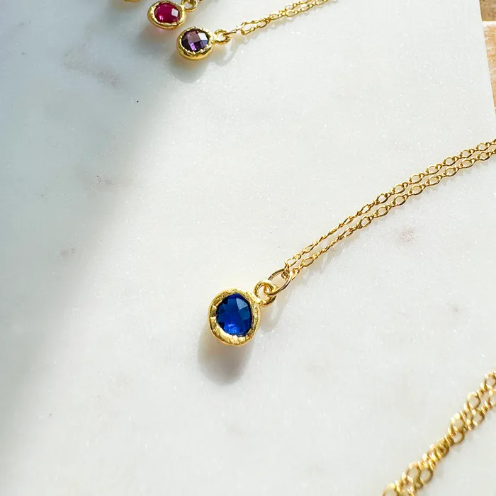 Necklaces Elisa Ilana Chain Necklace with Colored Stone Pendant Necklaces Elisa Ilana Chain Necklace with Colored Stone Pendant