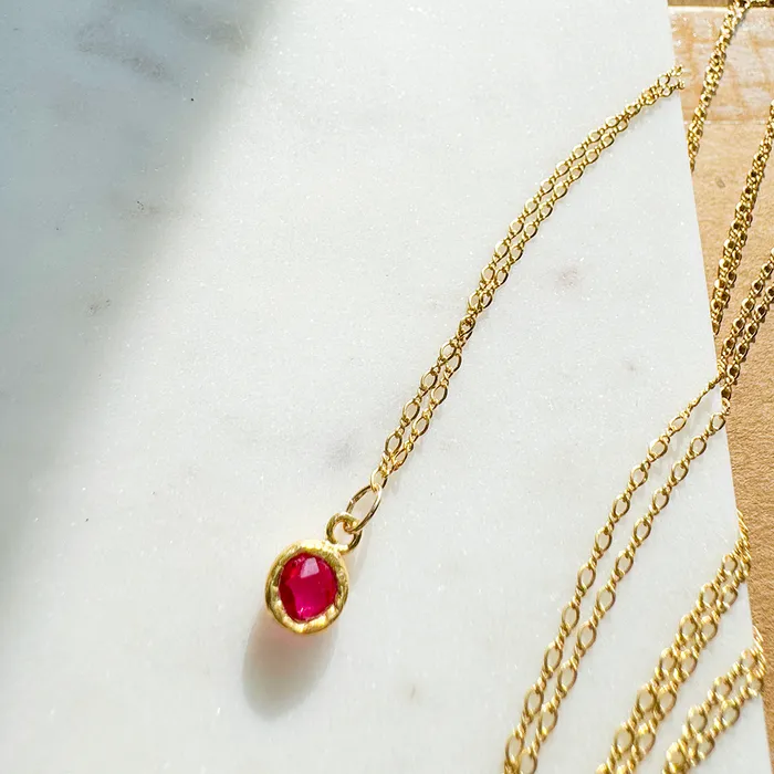 Necklaces Elisa Ilana Chain Necklace with Colored Stone Pendant Necklaces Elisa Ilana Chain Necklace with Colored Stone Pendant