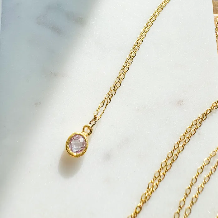 Necklaces Elisa Ilana Chain Necklace with Colored Stone Pendant Necklaces Elisa Ilana Chain Necklace with Colored Stone Pendant