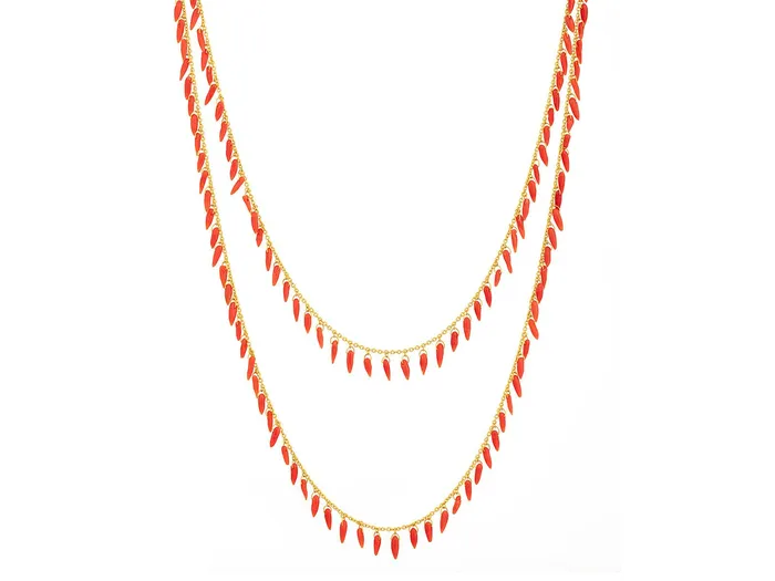Necklaces GG GOLD CLR GURHAN Dew Gold Coral Link Long Necklace Dangling Briolettes on Delicate Chain Necklaces GG GOLD CLR GURHAN Dew Gold Coral Link Long Necklace Dangling Briolettes on Delicate Chain
